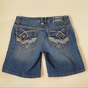 Hydraulic Embroidered Flap Pocket Shorts